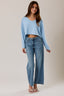 Drop Shoulder V-neck Boxy Cropped Sweater
