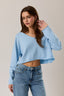 Drop Shoulder V-neck Boxy Cropped Sweater
