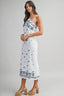 Embroidered Cotton Halter Neck Midi Dress
