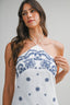 Embroidered Cotton Halter Neck Midi Dress
