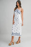 Embroidered Cotton Halter Neck Midi Dress
