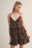 Beaded Strap Tiered Ruffle Mini Dress
