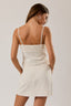 Bead Trim With Key Hole Linen Top & Mini Skirt
