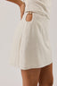 Bead Trim With Key Hole Linen Top & Mini Skirt
