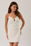 Bead Trim With Key Hole Linen Top & Mini Skirt
