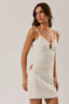Bead Trim With Key Hole Linen Top & Mini Skirt
