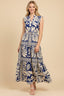 Floral & Geometric Print Tiered Maxi Dress
