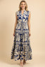 Floral & Geometric Print Tiered Maxi Dress
