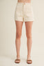 Structured High-rise Utility Pocket Shorts in ecru