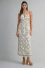 Rope printed design halter neck midi dress