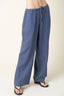 Blue wide-leg pants with drawstring waist on a white background