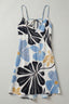 Printed Sleeveless Mini Dress. Open Back with tie and invisible zip closure. Lined
