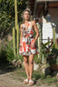 Printed Back Cut Out Halter V-Neckline Mini Dress