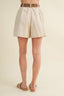 Woven Belt High Rise Pleated Shorts
