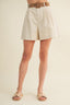 Woven Belt High Rise Pleated Shorts
