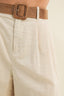Woven Belt High Rise Pleated Shorts
