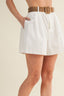 Woven Belt High Rise Pleated Shorts
