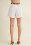 Woven Belt High Rise Pleated Shorts
