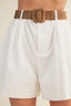 Woven Belt High Rise Pleated Shorts
