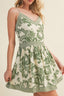 green paisley print a-line mini dress