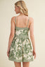 green paisley print a-line mini dress