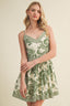 green paisley print a-line mini dress