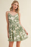 green paisly print a-line mini dress