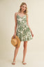 green paisley print a-line mini dress