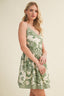 green paisley print a-line mini dress