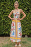Printed Off Shoulder Smocked Bodice Maxi Dress
