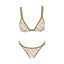 Floral bikini set with green straps on a white background