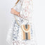 STRIPED PATTERN STRAW CELLPHONE CROSSBODY BAG
