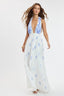 BOW FLORAL HALTER TIE OPEN BACK MAXI DRESS