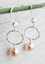 Diamond Cut w/ Crystal Pearls Earrings - Peach