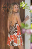 retro tropical floral print mini dress