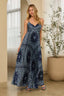 Bandana Print Pleated Maxi Dress with Back Cutout