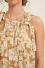 Golden Field Botanical Halter Tie-shoulder Cotton Maxi Dress
