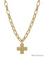Gold Open Chain Hammered Cross Necklace
