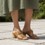 Willow Leather Slide Sandal Mule Rope Heel - Coconut Gold