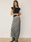 Plaid Chiffon Maxi Skirt