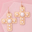 Pearl Bezel Cross Earrings