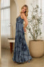 Bandana Print Pleated Maxi Dress with Back Cutout