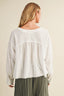 White Lace Trim Textured Button-Down Shirt
