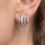 Stacked Cz Pave Chain Drape Triple Hoop Earrings