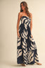 Smocked Back Floral Print Tiered Leg Jumpsuit