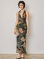 Tropical Leaf Halter Dress