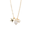 Necklace with starfish and pearl charms on a white background