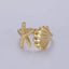 The Ariel Gold Clam Shell Star Fish Beach Adjustable Ring