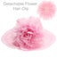 Wide Brim Organza Hat with Detachable Floral Fascinator Clip