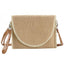 FRAYED TRIM TWO TONE STRAW CLUTCH & CROSSBODY BAG.